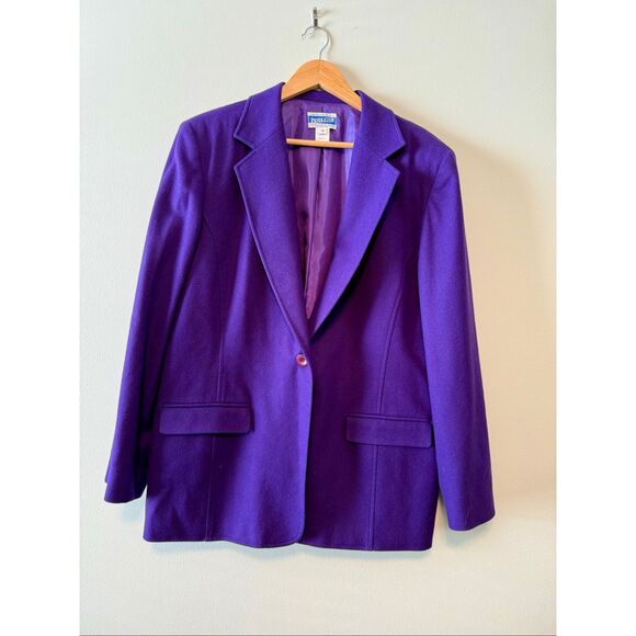 Vintage Pendleton Women's Size 18 100% Wool Blazer Jacket Bright Purple Daphne - Picture 1 of 13